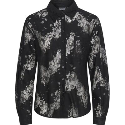Pieces Pcnorinne LS Shirt - black - Camicia con pizzo Pieces Pcnorinne LS Shirt - black - Camicia con pizzo