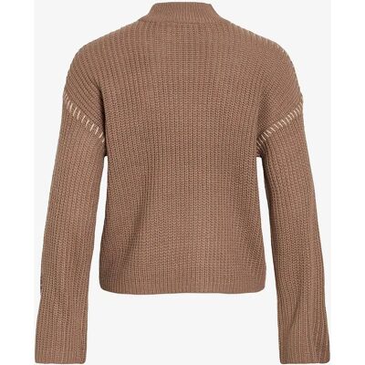 Vila - Model viSigga L/S Stitch Knit Pullover - Brun - Trøje Vila - Model viSigga L/S Stitch Knit Pullover - Brun - Trøje
