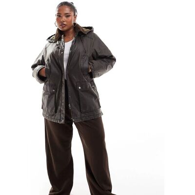 Carmakoma Model carMountain Hood Washed Jacket - Brun - Jakke Carmakoma Model carMountain Hood Washed Jacket - Brun - Jakke