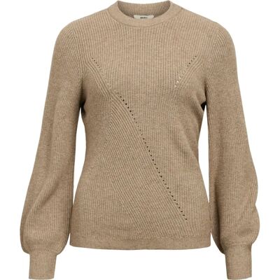 Object Ditte RE L/s Sweter w dzianinę - Brązowy - Sweter w dzianinę Object Ditte RE L/s Sweter w dzianinę - Brązowy - Sweter w dzianinę