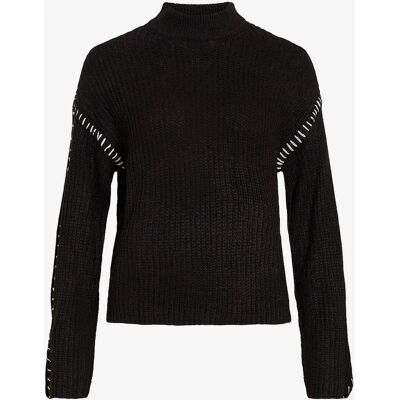 Vila - Modell viSigga L/S Stitch Knit Pullover - Svart - Tröja Vila - Modell viSigga L/S Stitch Knit Pullover - Svart - Tröja
