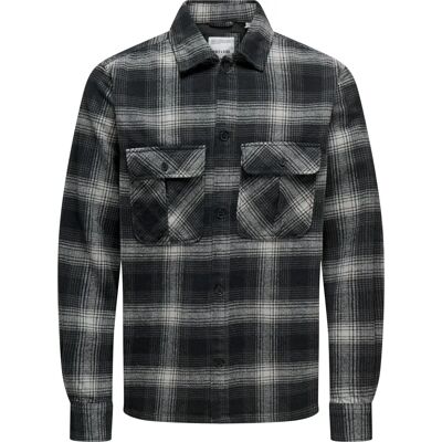 Chemise pour hommes Only & Sons - Tissu - Coupe régulière - Noir et blanc Chemise pour hommes Only & Sons - Tissu - Coupe régulière - Noir et blanc