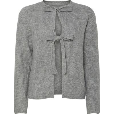 Gilet en tricot réversible avec nœud - Gris Femme Gilet en tricot réversible avec nœud - Gris Femme