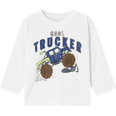 Name It T-shirt blanc confortable pour garçons Monstertruck à manches longues - Type: T-shirt Name It T-shirt blanc confortable pour garçons Monstertruck à manches longues - Type: T-shirt