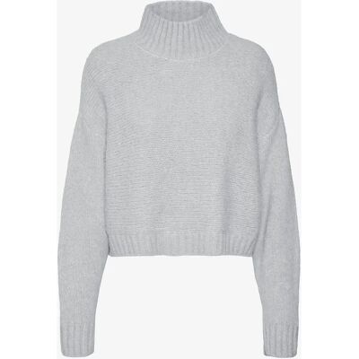 Vero Moda - Modell vmMars LS Høy Hals Kort Strikk - Grå - Strikkegenser Vero Moda - Modell vmMars LS Høy Hals Kort Strikk - Grå - Strikkegenser