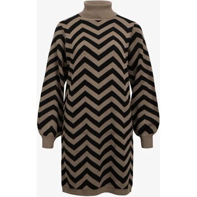 Object - Kjole objRay L/S Knit Rollneck Dress Aop - Grå 36 Kvinder Object - Kjole objRay L/S Knit Rollneck Dress Aop - Grå 36 Kvinder