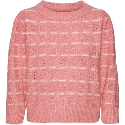 Vero Moda - Pull vmNewleonor 3/4 col rond - Rouge Vero Moda - Pull vmNewleonor 3/4 col rond - Rouge