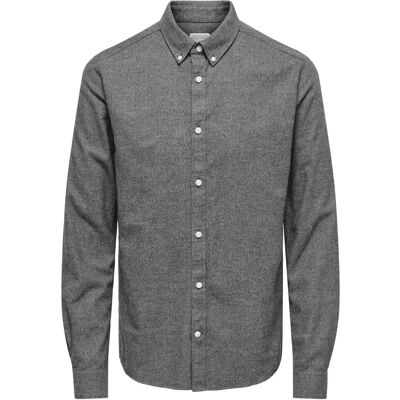 Only & Sons Schwarzes Slim-Fit Hemd mit Kontrastknöpfen - Hemd Only & Sons Schwarzes Slim-Fit Hemd mit Kontrastknöpfen - Hemd