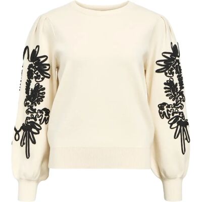 objJoana Beige Balloon Sleeve Knit Sweater - Women objJoana Beige Balloon Sleeve Knit Sweater - Women
