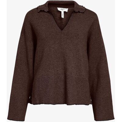 Object - Reynard LS V-hals Strikkepolo - Brun - Poloshirt Object - Reynard LS V-hals Strikkepolo - Brun - Poloshirt