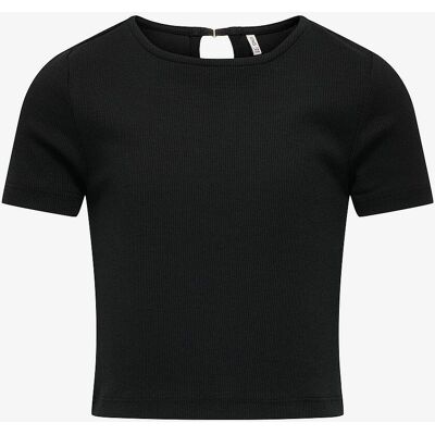 kogRene Life 122/128 Svart ribbet jersey top med korte ermer - Top kogRene Life 122/128 Svart ribbet jersey top med korte ermer - Top