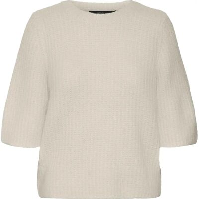 Vero Moda - Top vmAwsome 2/4 O-neck Pullover - Beige - Pull Vero Moda - Top vmAwsome 2/4 O-neck Pullover - Beige - Pull