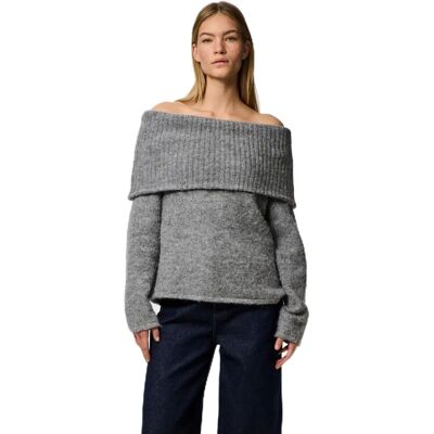 pieces - Gris 36 Femme - pcPam LS Off Shoulder Knit BC Pull pieces - Gris 36 Femme - pcPam LS Off Shoulder Knit BC Pull