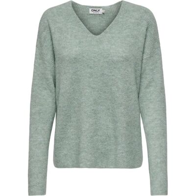 ONLY Women's Cozy Knit Jumper - V-Neck Long Sleeve - Green - 3 XL ONLY Women's Cozy Knit Jumper - V-Neck Long Sleeve - Green - 3 XL