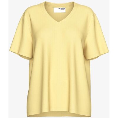 Selected FEMME - Modell slfEssential SS V-hals T-skjorte - Gul Selected FEMME - Modell slfEssential SS V-hals T-skjorte - Gul
