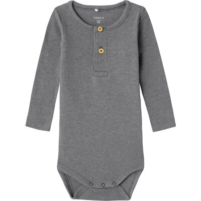Name it Baby body med lang erme - Økologisk bomull - Grå - Baby Body Name it Baby body med lang erme - Økologisk bomull - Grå - Baby Body