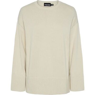 pieces - Pull pcAva LS O-neck Slit Knit - Beige 42 Femme pieces - Pull pcAva LS O-neck Slit Knit - Beige 42 Femme