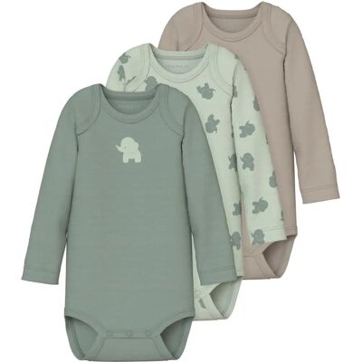 Name it Baby - Body nbmBody LS Sea Foam Elephant 3-pak - Body bébé Name it Baby - Body nbmBody LS Sea Foam Elephant 3-pak - Body bébé