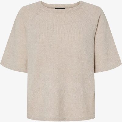 Grå topp med korta ärmar och finstickad design Grå topp med korta ärmar och finstickad design