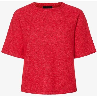 pieces - Top pcMikela SS O-neck Knit MM - Rød 34 Kvinner pieces - Top pcMikela SS O-neck Knit MM - Rød 34 Kvinner