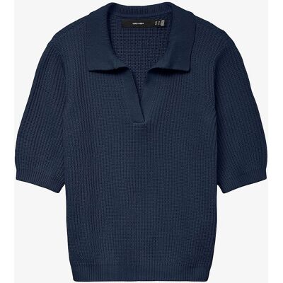 Vero Moda - Genser vmLux 2/4 Polo - Blå - Genser Vero Moda - Genser vmLux 2/4 Polo - Blå - Genser