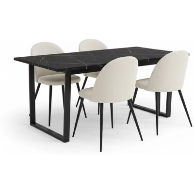 Ebuy24 Amira - Moderne Spisegruppe med Svart Marmortrykk Ebuy24 Amira - Moderne Spisegruppe med Svart Marmortrykk