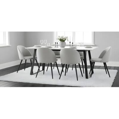 Ebuy24 - Malaga - Weiße Marmor-Optik - 7-teilig - Esstischset Ebuy24 - Malaga - Weiße Marmor-Optik - 7-teilig - Esstischset
