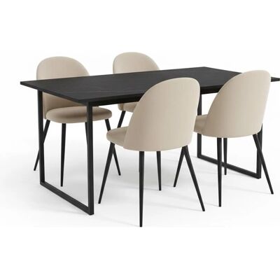 Ebuy24 - Tilst - 160x90x74 cm - Svart marmor utskrift - Spisestuesett Ebuy24 - Tilst - 160x90x74 cm - Svart marmor utskrift - Spisestuesett