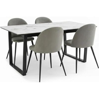 Ebuy24 Tilst Spisegruppe - Moderne Marmorbord med Fløyelsstoler Ebuy24 Tilst Spisegruppe - Moderne Marmorbord med Fløyelsstoler