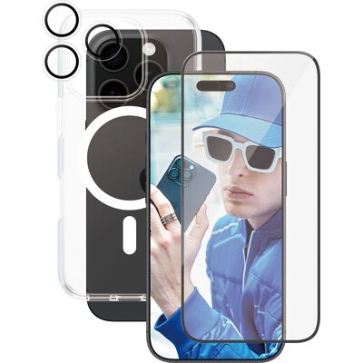 PanzerGlass iPhone 16 Pro 3-in-1 Flagship Paketti - Läpinäkyvä/Valkoinen PanzerGlass iPhone 16 Pro 3-in-1 Flagship Paketti - Läpinäkyvä/Valkoinen