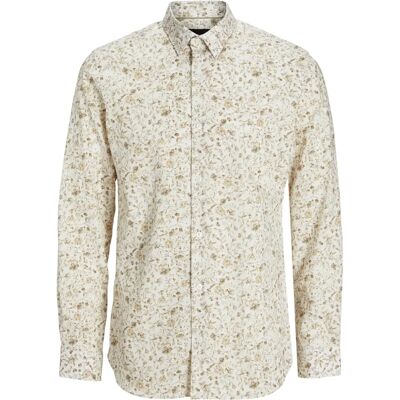 Jack & Jones - Bomullsskjorta med tryckt Dobby L/S - Vit 2XL Jack & Jones - Bomullsskjorta med tryckt Dobby L/S - Vit 2XL