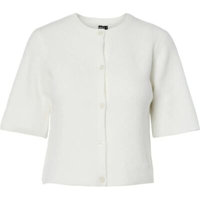 pcSilly Biały Krótki Rękaw Sweter - Cardigan pcSilly Biały Krótki Rękaw Sweter - Cardigan