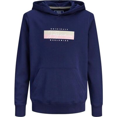 Jack & Jones Junior - Sweat à capuche - Bleu - Impression à l'avant - Poche kangourou - Manches et ourlet côtelés - Sweat Jack & Jones Junior - Sweat à capuche - Bleu - Impression à l'avant - Poche kangourou - Manches et ourlet côtelés - Sweat