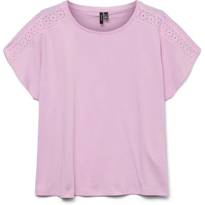 Vero Moda T-shirt en Coton Bio Rose XS - Vêtement d'Été Décontracté Vero Moda T-shirt en Coton Bio Rose XS - Vêtement d'Été Décontracté
