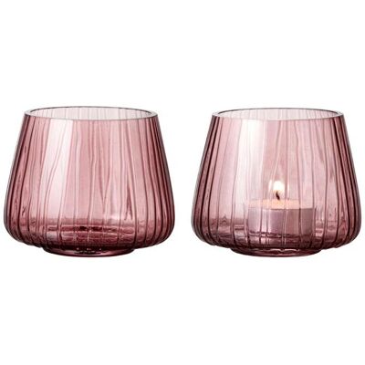 Bitz Kusintha Pink Glas-Teelichthalter 2er-Set Bitz Kusintha Pink Glas-Teelichthalter 2er-Set