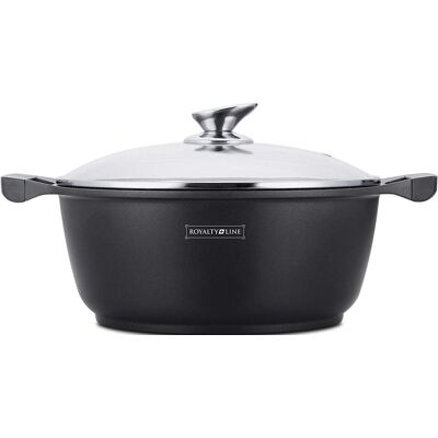 RoyaltyLine Modèle RL-BS34M Casserole en marbre avec couvercle en verre - Noir - Publicité RoyaltyLine Modèle RL-BS34M Casserole en marbre avec couvercle en verre - Noir - Publicité