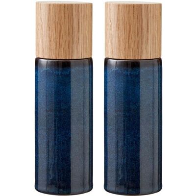 Set di molinelli sale e pepe Bitz - Mulinelli in ceramica, Coperchio in legno Set di molinelli sale e pepe Bitz - Mulinelli in ceramica, Coperchio in legno