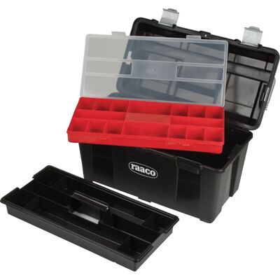 Raaco Caja de Herramientas B445xT230xH235mm - Resistente, Negra, con Compartimentos Raaco Caja de Herramientas B445xT230xH235mm - Resistente, Negra, con Compartimentos