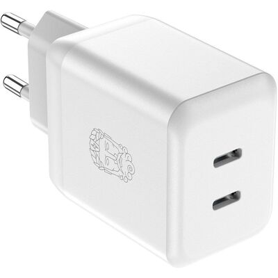 Upström GaN 35W Vægoplader - 2x USB-C, Hvid Upström GaN 35W Vægoplader - 2x USB-C, Hvid