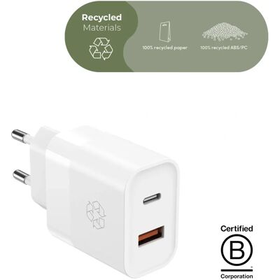 Upström 30W Dobbelt USB-C USB-A Oplader - Miljøvenlig, Kompakt Upström 30W Dobbelt USB-C USB-A Oplader - Miljøvenlig, Kompakt