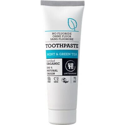 Dentifrice biologique à la menthe et au thé vert sans fluorure - 75ml - Publicité Dentifrice biologique à la menthe et au thé vert sans fluorure - 75ml - Publicité