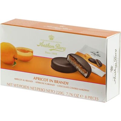 Anthon Berg Modèle Abricot et Marbré de Brandy Chocolat Noir - Confiserie - Publicité Anthon Berg Modèle Abricot et Marbré de Brandy Chocolat Noir - Confiserie - Publicité