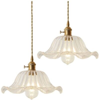 Wottes - Vintage Pendant - Transparent glass - Brass socket - Pendant lamp Wottes - Vintage Pendant - Transparent glass - Brass socket - Pendant lamp