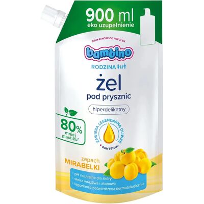 Bambino Family Nachfüllung Mirabelle - Sanftes Kinderbadeprodukt, 900ml Bambino Family Nachfüllung Mirabelle - Sanftes Kinderbadeprodukt, 900ml