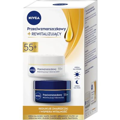 Nivea 55+ Duo de Soins Visage Anti-Âge - Réduit les Rides & Soutient la Vitalité - Publicité Nivea 55+ Duo de Soins Visage Anti-Âge - Réduit les Rides & Soutient la Vitalité - Publicité