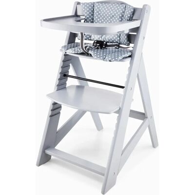 Silla alta MOBY SYSTEM - Ajustable, Bandeja desmontable, Cinturón de 3 puntos - Gris Silla alta MOBY SYSTEM - Ajustable, Bandeja desmontable, Cinturón de 3 puntos - Gris