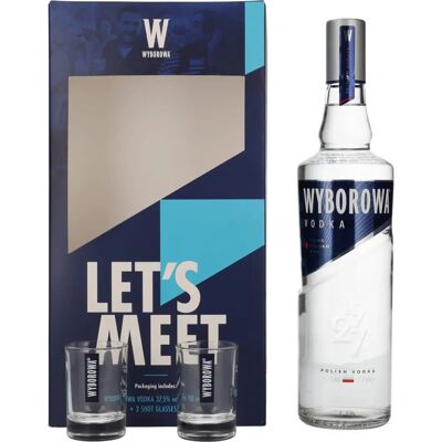 Wyborowa Polnischer Roggenvodka 37,5% 0,7L Geschenkset mit Shotgläsern Wyborowa Polnischer Roggenvodka 37,5% 0,7L Geschenkset mit Shotgläsern