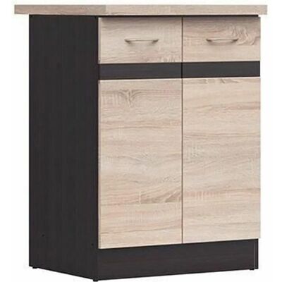 Meuble bas de cuisine Junona 60 cm Chene Sonoma - 2 portes - Publicité Meuble bas de cuisine Junona 60 cm Chene Sonoma - 2 portes - Publicité