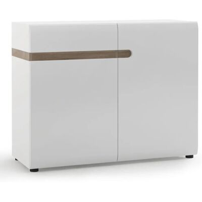 Furniture To Go Chelsea White High Gloss Oak 1 Drawer 2 Door Wide Sideboard - Sideboard Furniture To Go Chelsea White High Gloss Oak 1 Drawer 2 Door Wide Sideboard - Sideboard