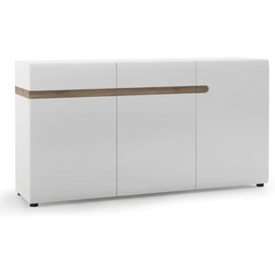 Furniture To Go Chelsea Biały Wysoki Połysk Dąb 2 Szuflady 3 Drzwi - Sideboard Furniture To Go Chelsea Biały Wysoki Połysk Dąb 2 Szuflady 3 Drzwi - Sideboard